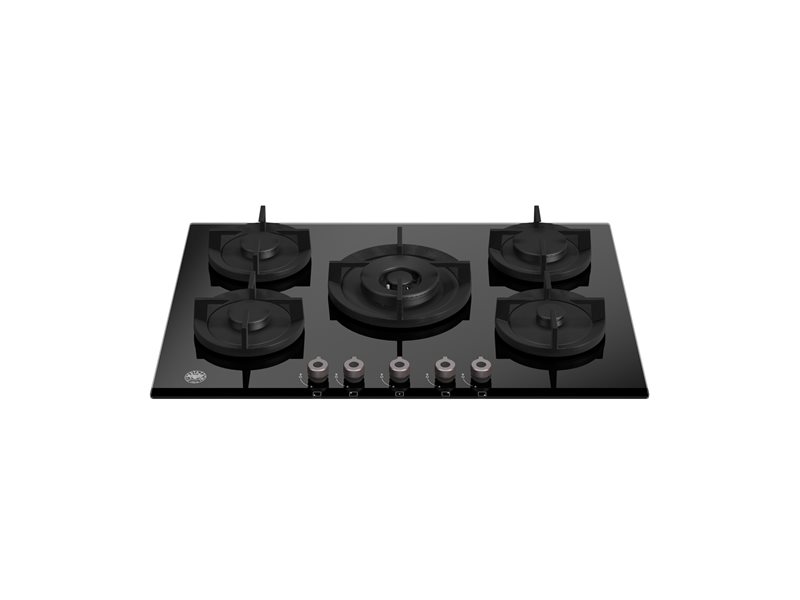 75 cm gas on glass hob with central wok