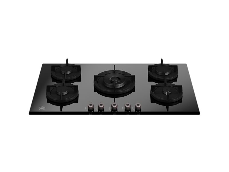 90 cm gas on glass hob with central wok