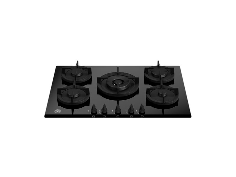 75 cm gas on glass hob with central wok