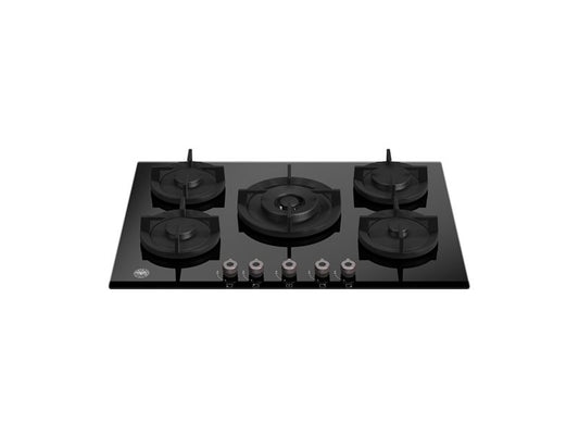 75 cm gas on glass hob with central wok