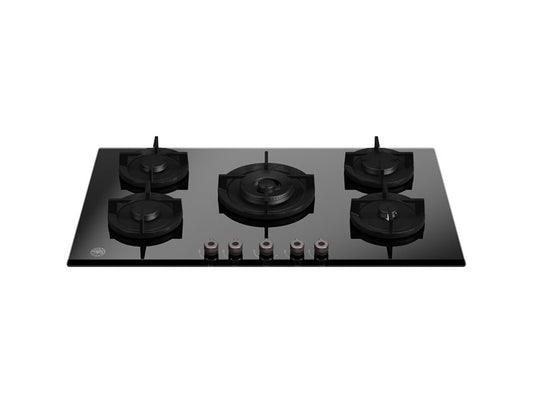 90 cm gas on glass hob with central wok