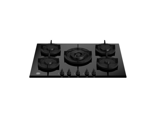 75 cm gas on glass hob with central wok