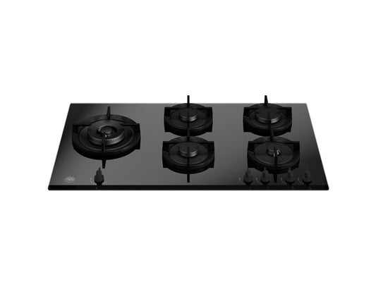 90 cm gas on glass hob with lateral wok